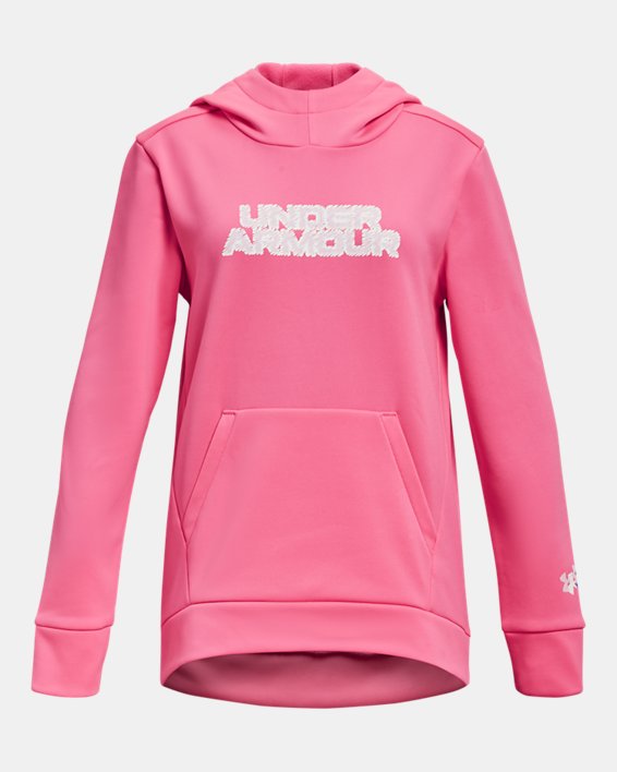Girls' Armour Fleece® Branded Hoodie, Pink, pdpMainDesktop image number 0